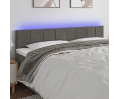 Galvūgalis su LED, tamsiai pilkas, 200x5x78/88cm, aksomas