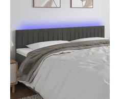 Galvūgalis su LED, tamsiai pilkas, 200x5x78/88cm, aksomas