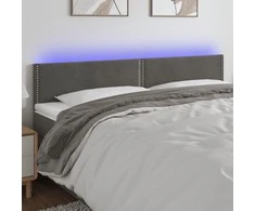 Galvūgalis su LED, tamsiai pilkas, 200x5x78/88cm, aksomas