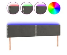 Galvūgalis su LED, tamsiai pilkas, 200x5x78/88cm, aksomas