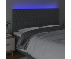 Galvūgalis su LED, tamsiai pilkas, 200x7x118/128cm, audinys