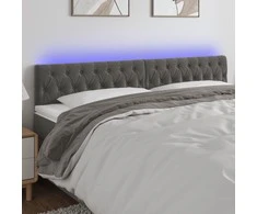 Galvūgalis su LED, tamsiai pilkas, 200x7x78/88cm, aksomas