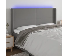 Galvūgalis su LED, tamsiai pilkas, 203x16x118/128cm, audinys