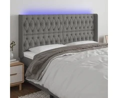 Galvūgalis su LED, tamsiai pilkas, 203x16x118/128cm, audinys