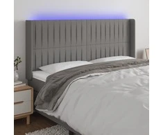 Galvūgalis su LED, tamsiai pilkas, 203x16x118/128cm, audinys