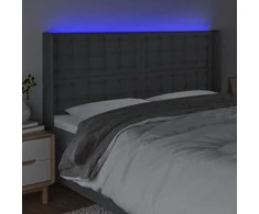 Galvūgalis su LED, tamsiai pilkas, 203x16x118/128cm, audinys