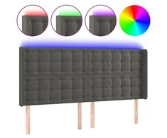 Galvūgalis su LED, tamsiai pilkas, 203x16x118/128cm, aksomas