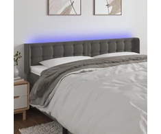 Galvūgalis su LED, tamsiai pilkas, 203x16x78/88cm, aksomas