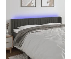 Galvūgalis su LED, tamsiai pilkas, 203x16x78/88cm, aksomas