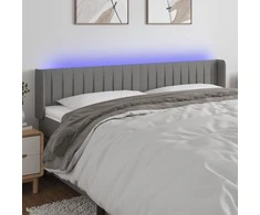 Galvūgalis su LED, tamsiai pilkas, 203x16x78/88cm, audinys