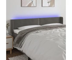 Galvūgalis su LED, tamsiai pilkas, 203x16x78/88cm, aksomas