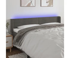 Galvūgalis su LED, tamsiai pilkas, 203x16x78/88cm, aksomas