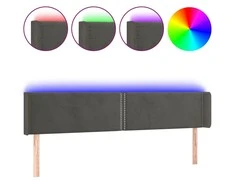 Galvūgalis su LED, tamsiai pilkas, 203x16x78/88cm, aksomas