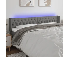 Galvūgalis su LED, tamsiai pilkas, 203x16x78/88cm, audinys