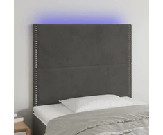 Galvūgalis su LED, tamsiai pilkas, 80x5x118/128cm, aksomas