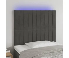 Galvūgalis su LED, tamsiai pilkas, 80x5x118/128cm, aksomas