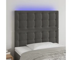 Galvūgalis su LED, tamsiai pilkas, 80x5x118/128cm, aksomas