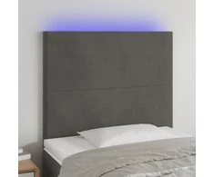 Galvūgalis su LED, tamsiai pilkas, 80x5x118/128cm, aksomas