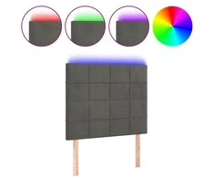 Galvūgalis su LED, tamsiai pilkas, 80x5x118/128cm, aksomas