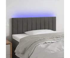 Galvūgalis su LED, tamsiai pilkas, 80x5x78/88cm, aksomas