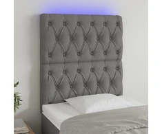 Galvūgalis su LED, tamsiai pilkas, 80x7x118/128cm, audinys