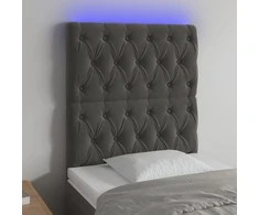 Galvūgalis su LED, tamsiai pilkas, 80x7x118/128cm, aksomas