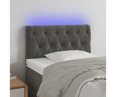 Galvūgalis su LED, tamsiai pilkas, 80x7x78/88cm, aksomas
