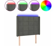 Galvūgalis su LED, tamsiai pilkas, 83x16x118/128cm, aksomas