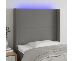 Galvūgalis su LED, tamsiai pilkas, 83x16x118/128cm, audinys