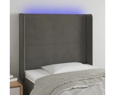Galvūgalis su LED, tamsiai pilkas, 83x16x118/128cm, aksomas