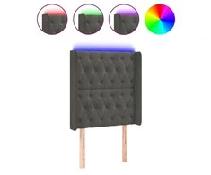 Galvūgalis su LED, tamsiai pilkas, 83x16x118/128cm, aksomas