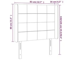 Galvūgalis su LED, tamsiai pilkas, 83x16x118/128cm, aksomas