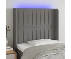Galvūgalis su LED, tamsiai pilkas, 83x16x118/128cm, audinys