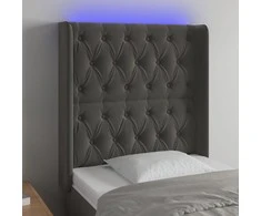 Galvūgalis su LED, tamsiai pilkas, 83x16x118/128cm, aksomas
