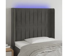 Galvūgalis su LED, tamsiai pilkas, 83x16x118/128cm, aksomas