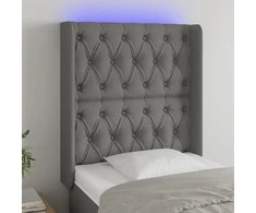 Galvūgalis su LED, tamsiai pilkas, 83x16x118/128cm, audinys