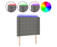 Galvūgalis su LED, tamsiai pilkas, 83x16x118/128cm, audinys