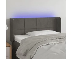 Galvūgalis su LED, tamsiai pilkas, 83x16x78/88cm, aksomas