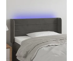 Galvūgalis su LED, tamsiai pilkas, 83x16x78/88cm, aksomas