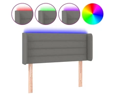 Galvūgalis su LED, tamsiai pilkas, 83x16x78/88cm, audinys