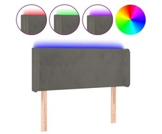 Galvūgalis su LED, tamsiai pilkas, 83x16x78/88cm, aksomas