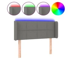 Galvūgalis su LED, tamsiai pilkas, 83x16x78/88cm, audinys