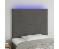 Galvūgalis su LED, tamsiai pilkas, 90x5x118/128cm, aksomas