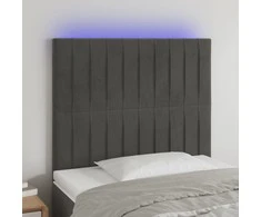Galvūgalis su LED, tamsiai pilkas, 90x5x118/128cm, aksomas