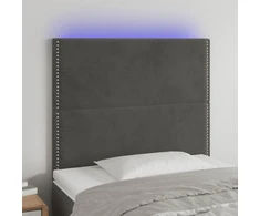 Galvūgalis su LED, tamsiai pilkas, 90x5x118/128cm, aksomas