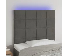 Galvūgalis su LED, tamsiai pilkas, 90x5x118/128cm, aksomas
