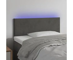 Galvūgalis su LED, tamsiai pilkas, 90x5x78/88cm,aksomas