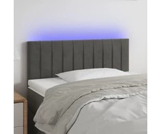 Galvūgalis su LED, tamsiai pilkas, 90x5x78/88cm,aksomas