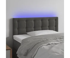 Galvūgalis su LED, tamsiai pilkas, 90x5x78/88cm,aksomas