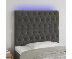 Galvūgalis su LED, tamsiai pilkas, 90x7x118/128cm, aksomas